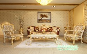 Set Sofa Tamu victoria Klasik white gold Desain Mewah