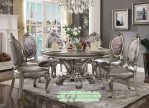 Set Kursi Makan Meja bulat Ukir Klasik silver Desain Ruang Makan Mewah