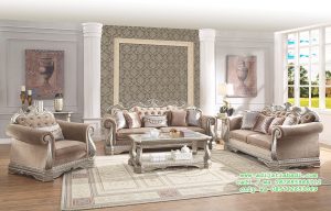 Set Kursi Sofa Jati Klasik Desain Ruang Tamu Mewah