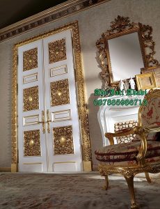 Pintu Rumah Desain Ukir Klasik Warna Putih Model Eropa Custom
