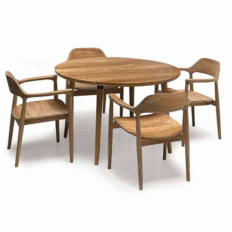Set kursi makan meja bundar minimalis jati