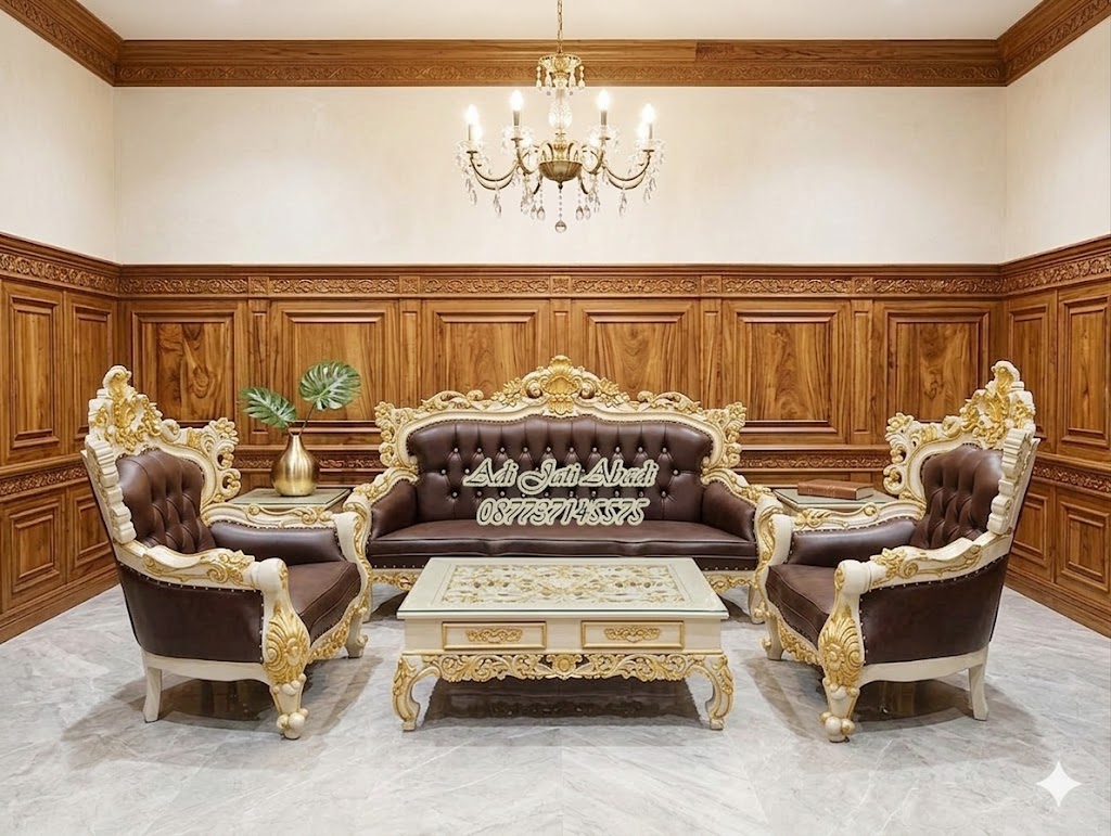 Set Ruang Tamu Klasik, sofa tamu ukiran, kursi tamu barcelona, sofa mewah ruang tamu, sofa klasik kayu jati, kursi tamu barcelona, set ruang tamu royal, living room luxury, sofa tamu, set kursi tamu ukir jati.