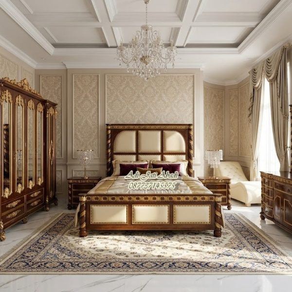 set kamar tidur klasik, desain kamar mewah, tempat tidur ukir jepara, tempat tidur jati, tempat tidur klasik, desain tempat tidur rumah mewah