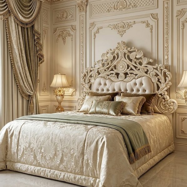 Tempat Tidur Mewah, Kamar Tidur Klasik, Dipan Ukir Jati, Desain Kamar Mewah, Rangka Tempat Tidur Ukiran Jepara.